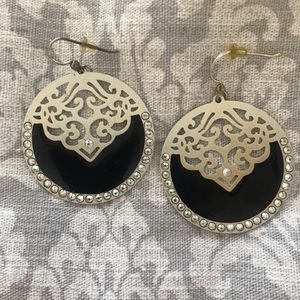 Brighton Round Silver and Black Earrings